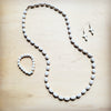 **White Turquoise & Wood Melon Beaded Necklace 258p