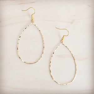 Hammered Gold Oval Hoop Earrings 200bl