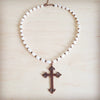 Genuine Freshwater Pearl Collar Boho Necklace w/ Cross 263s