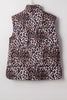 Leopard Quilted Sleeveless Zip Up Puffer Vest