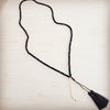 **Midnight Faceted Bead Lariat with Gilded Teardrop Necklace 257lz