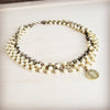 Champagne Pearl Beaded Collar Necklace w/ Pendant 263x