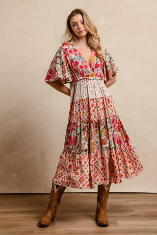 Umgee Ruffle Sleeve Babydoll Dress