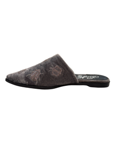 Dragonfly Velvet Flats in Grey