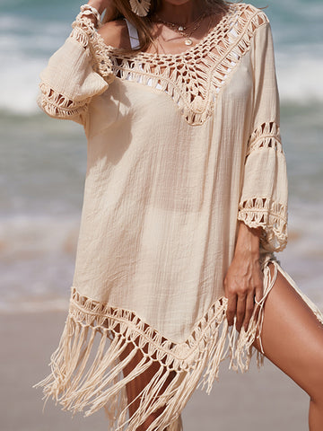 Lace Up Scoop Neck Sleeveless Cover Up