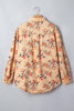 Floral Denim Buttoned Long Sleeve Tunic Jacket