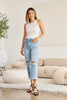 RFM Full Size Tummy Control High Waist Raw Hem Distressed Jeans