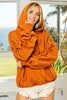 BiBi Ruched Long Sleeve Washed Fleece Hoodie