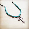 **Frosted Magnesite Beaded Necklace w/ Copper Cross 258i
