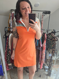 Quarter Zip Collared Neck Sleeveless Mini Dress