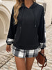 Devine Drawstring Plaid Long Sleeve Hoodie