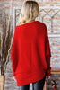 First Love Full Size Asymmetrical Hem Dolman Sleeve Sweater