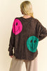 Davi & Dani Contrast Smile Round Neck Oversize Sweater