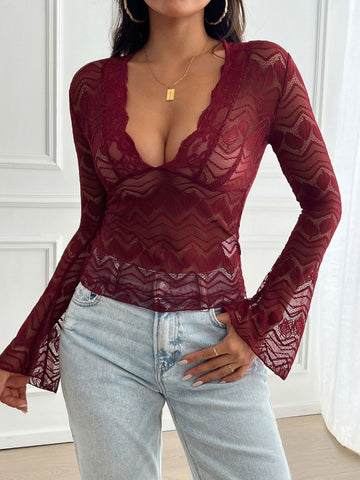 Stick Together Lace Button Up in Magenta