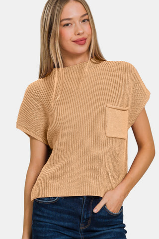 BiBi Patch Pocket Cap Sleeve Sweater Top