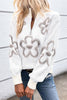 Flower Half Zip Dropped Shoulder Sweater