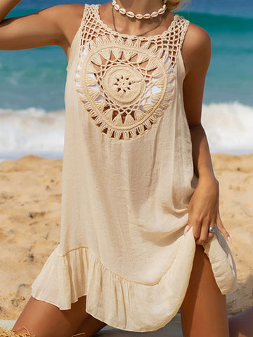 Lace Up Scoop Neck Sleeveless Cover Up