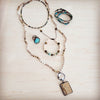 **Picture Jasper & Crystal Long Beaded Necklace w/ Jasper Pendant 262t