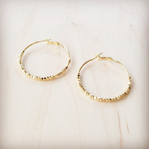 **Opulent Gold Beaded Texture Hoop Earrings 219cr