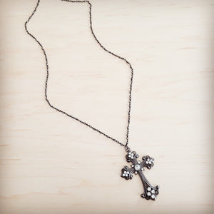 **Victorian Gilded Filigree Cross Necklace 257ly