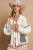 POL Embroidered Open Front Long Sleeve Jacket