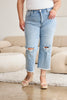 RFM Full Size Tummy Control High Waist Raw Hem Distressed Jeans