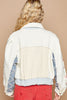 POL Embroidered Sleeve Raw Edge Quilted Jacket