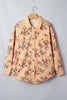 Floral Denim Buttoned Long Sleeve Tunic Jacket