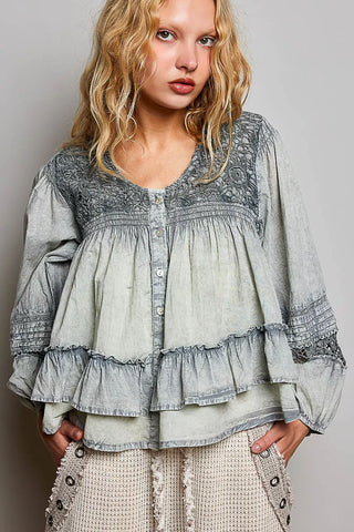 Umgee Ruffle Sleeve Babydoll Dress