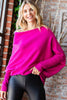 First Love Full Size Asymmetrical Hem Dolman Sleeve Sweater