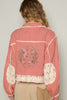 POL Crochet Patch Embroidered Button Up Jacket