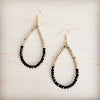 **Black Onyx & Gilded Teardrop Hoops 219dj