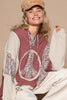 POL Long Sleeve Floral Peace Patch Ribbed Hoodie