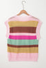 Color Block Round Neck Cap Sleeve Knit Top