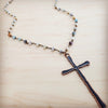 Genuine Amazonite Long Beaded Necklace with Antique Copper Cross 262x