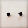 **Square-Cut Black Stone Earrings 219cv