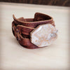Fossil Corral Stone Wide Leather Cuff Bracelet 001aa