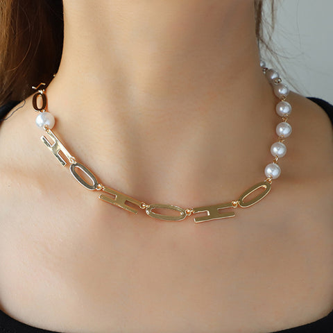 Beaded Titanium Steel Double-Layered Necklace