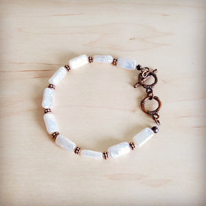 Genuine Rectangle Freshwater Pearl & Copper Bracelet 812c
