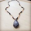 Black Lava Beaded Necklace w/ Druzy Pendant 257lb
