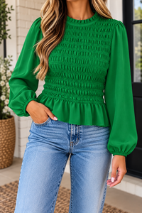 Pre Order - Smocked Ruffle Hem Blouse
