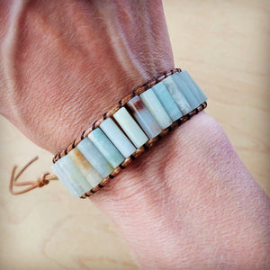 Woven Amazonite Stacked Stone Beaded Bracelet 810m