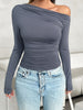 Ruched One Shoulder Long Sleeve T-Shirt