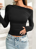 Ruched One Shoulder Long Sleeve T-Shirt