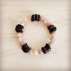 Natural Agate and Wood Beaded Stretch Bracelet 811n