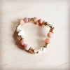 Frosted Sunstone & White Turquoie Beaded Stretch Bracelet 811o
