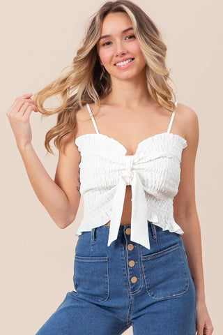 BiBi Front Lace Detailed Pleated Chiffon Cami