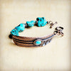 Blue Chunky Turquoise Feather Beaded Bracelet 809m