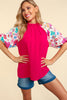 Haptics Frill Mock Neck Half Sleeve Blouse