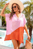 Slit Color Block V-Neck Cover Up